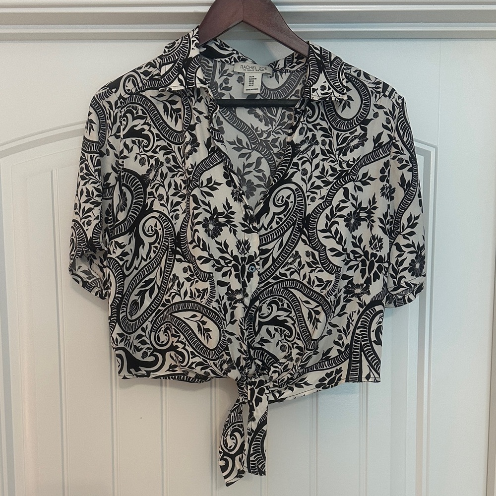 Rachel Zoe Black and White Paisley Button Down Shirt